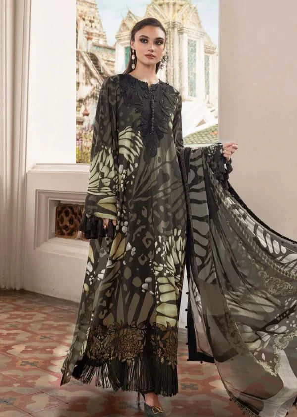 Maria B Printed Embroidered Lawn 3PC Unstitched Memon Clothes